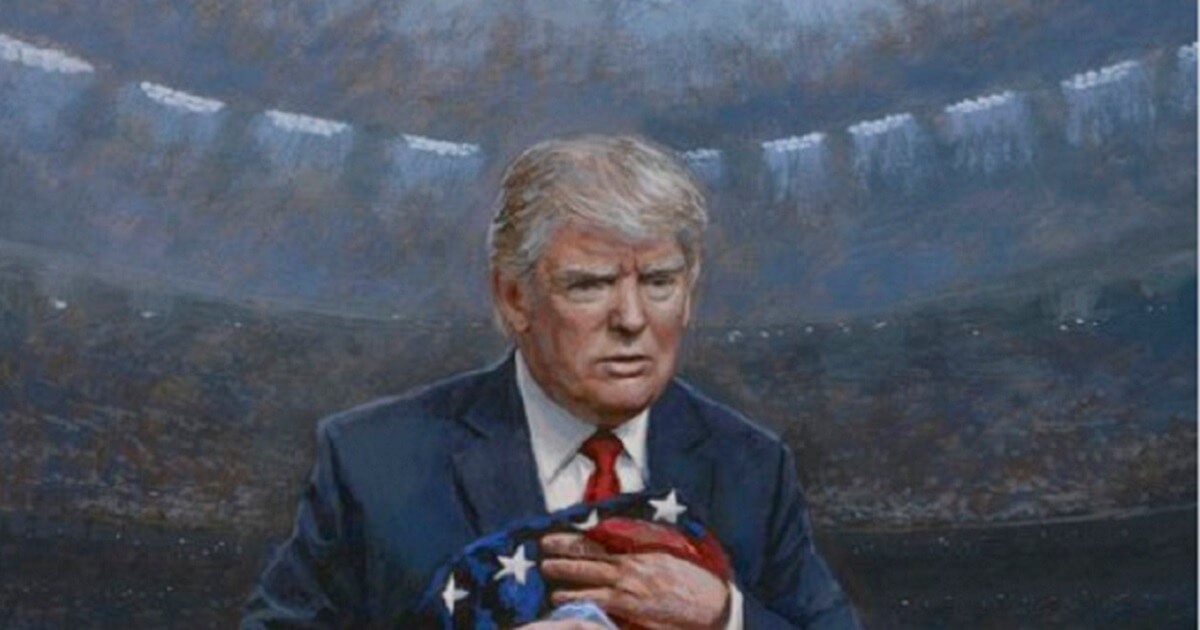 A new painting by artist Jon McNaughton illustrates how McNaughton feels about President Donald Trump's handling of the NFL's national anthem controversy.