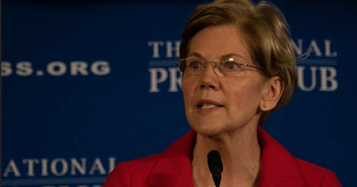 Massachusetts Sen. Elizabeth Warren is pictured speaking the the National Press Club on Aug. 21.