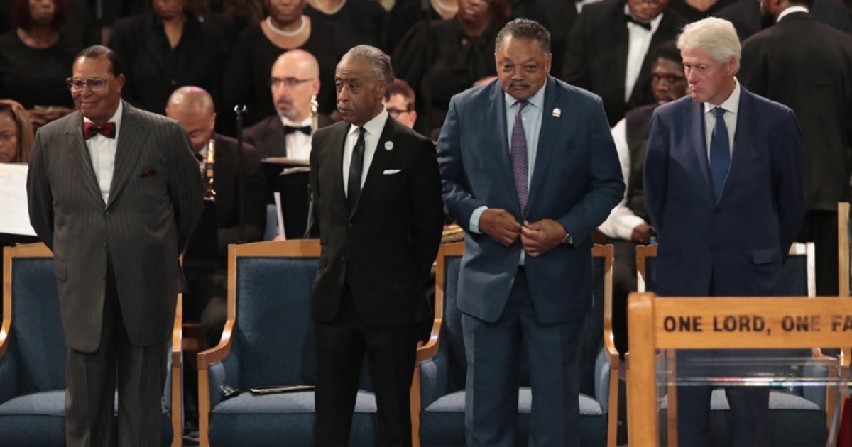 The Nation of Islam's Louis Farrakkhan, the Rev. Al Sharpton, the Rev. Jesse Jackson and former President Bill Clinton were seated in the front row of Aretha Franklin's funeral service on Friday. Many news organizations omitted Franklin's presence from their coverage.