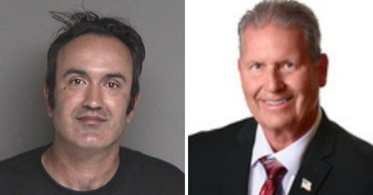 Farzad Fazeli, left, is accused of trying to stab California Republican congressional candidate Rudy Peters, right, on Sunday.