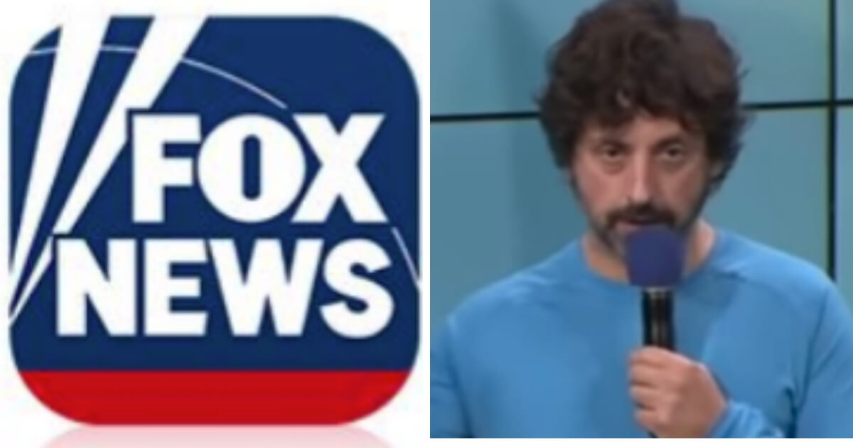 The Fox News logo is pictured alongside Google co-founder Sergey Brin