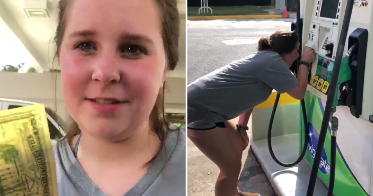 A teen tries to figure out what to do with cash at a gas station.