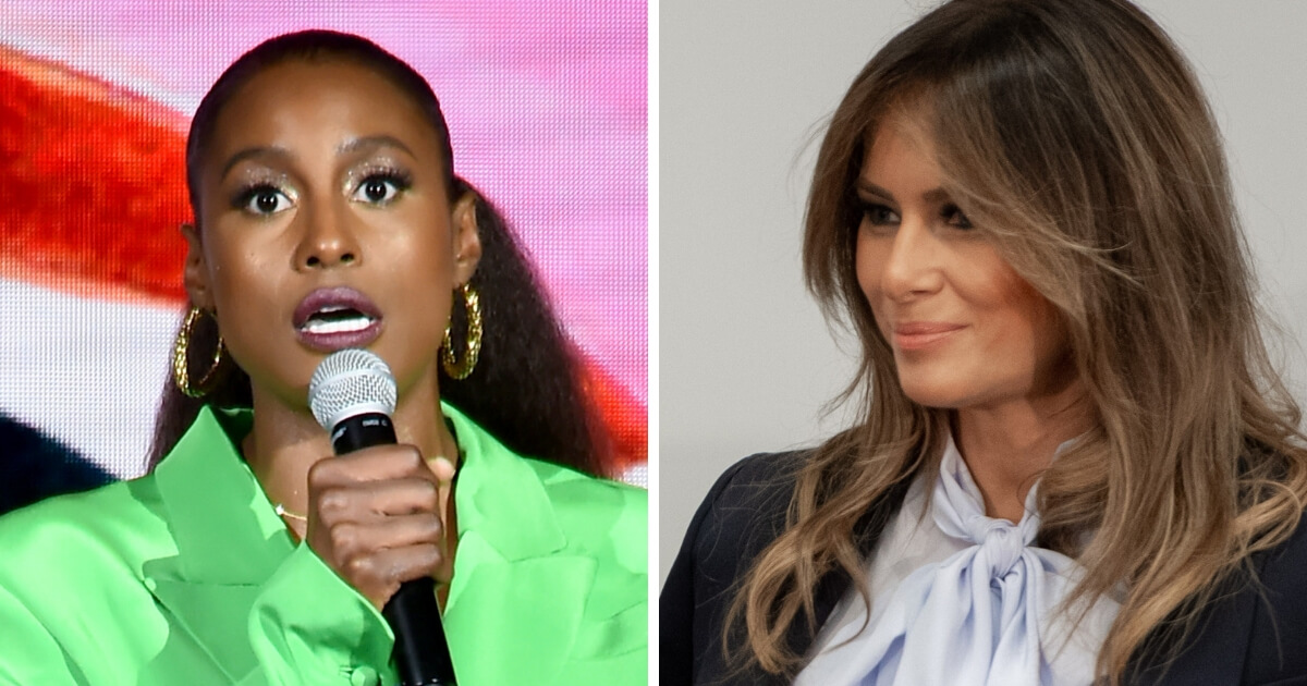 Actress Issa Rae, left, and first lady Melania Trump, right. 