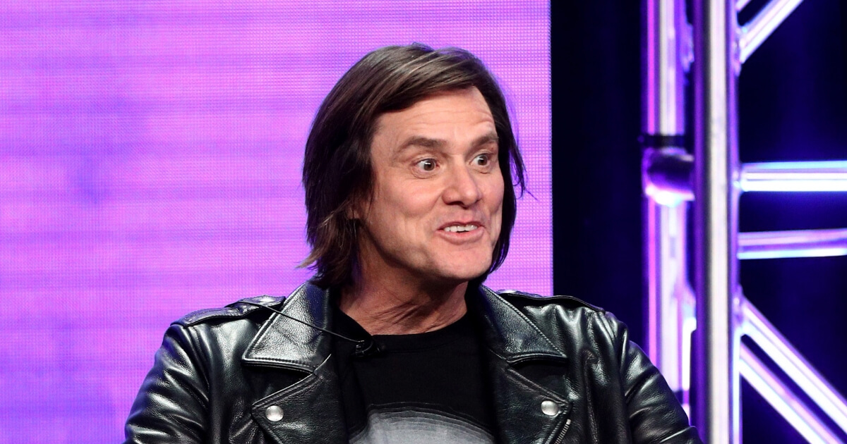 Jim Carrey speaks onstage at the Showtime Network portion of the Summer 2018 TCA Press Tour.