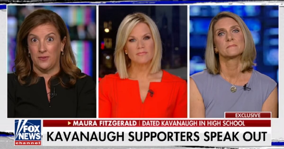 Two former girlfriends of Supreme Court nominee Brett Kavanaugh, Maura Fitzgerald, left, and Maura Kane, right, spoke to Fox News' Martha MacCallum, center, on Monday.