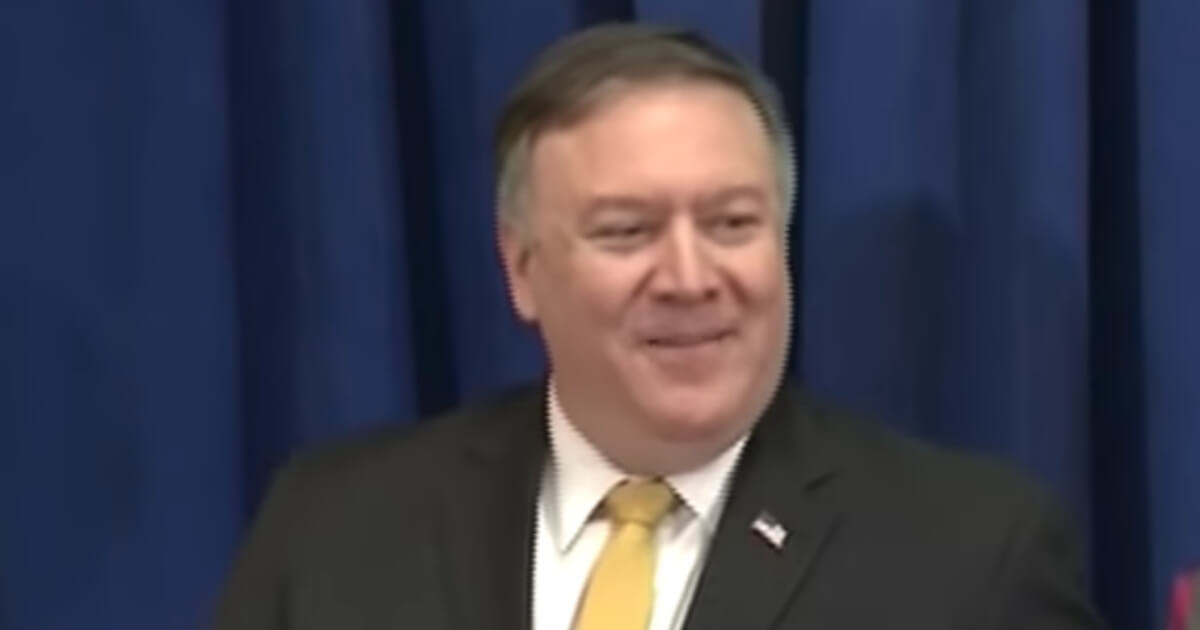 Secretary of State Mike Pompeo takes a question from CNN's Jim Acosta at a press conference on Monday.
