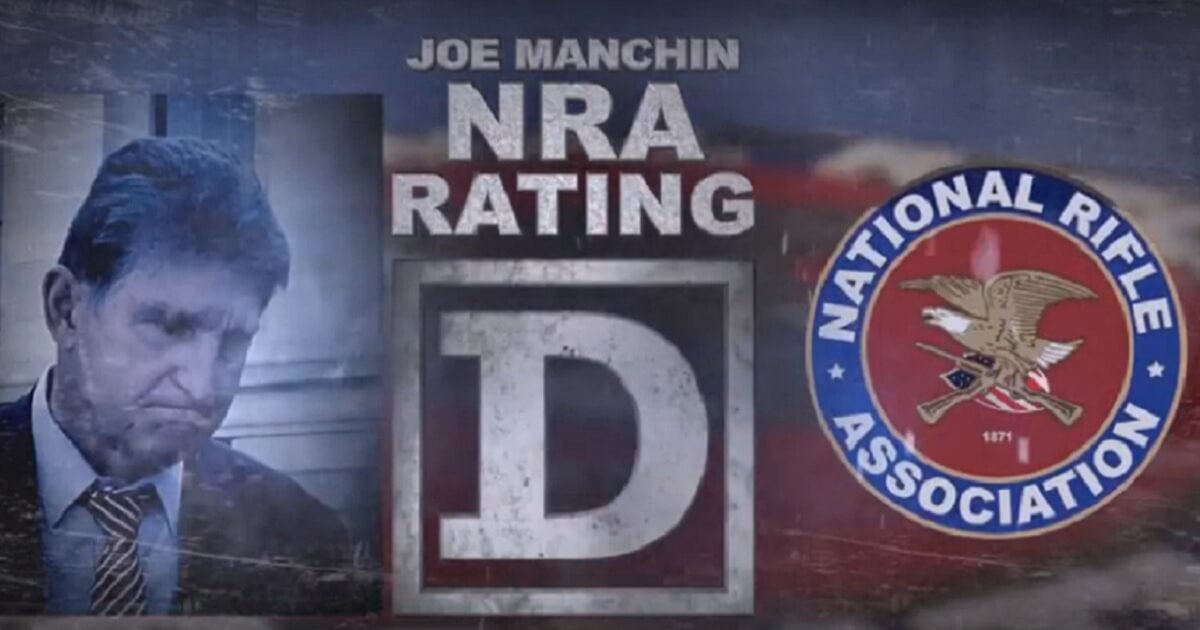 NRA ad showing Manchin's "D" rating from the group.