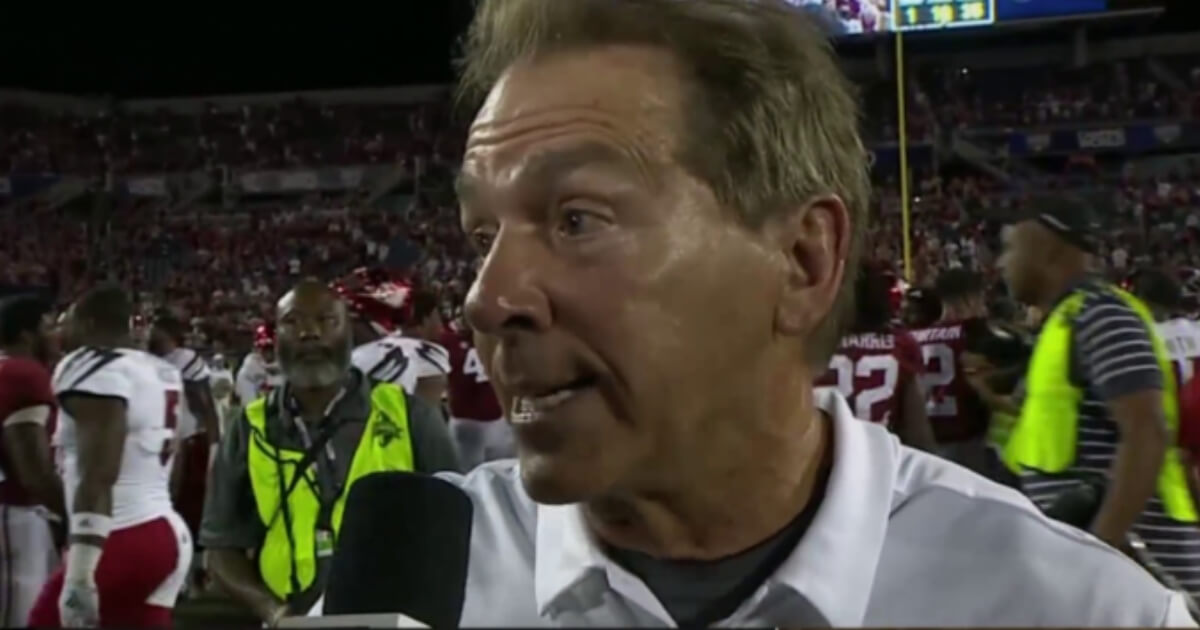 Alabama coach Nick Saban was upset with a question from ESPN reporter Maria Taylor following the team's win Saturday over Louisville
