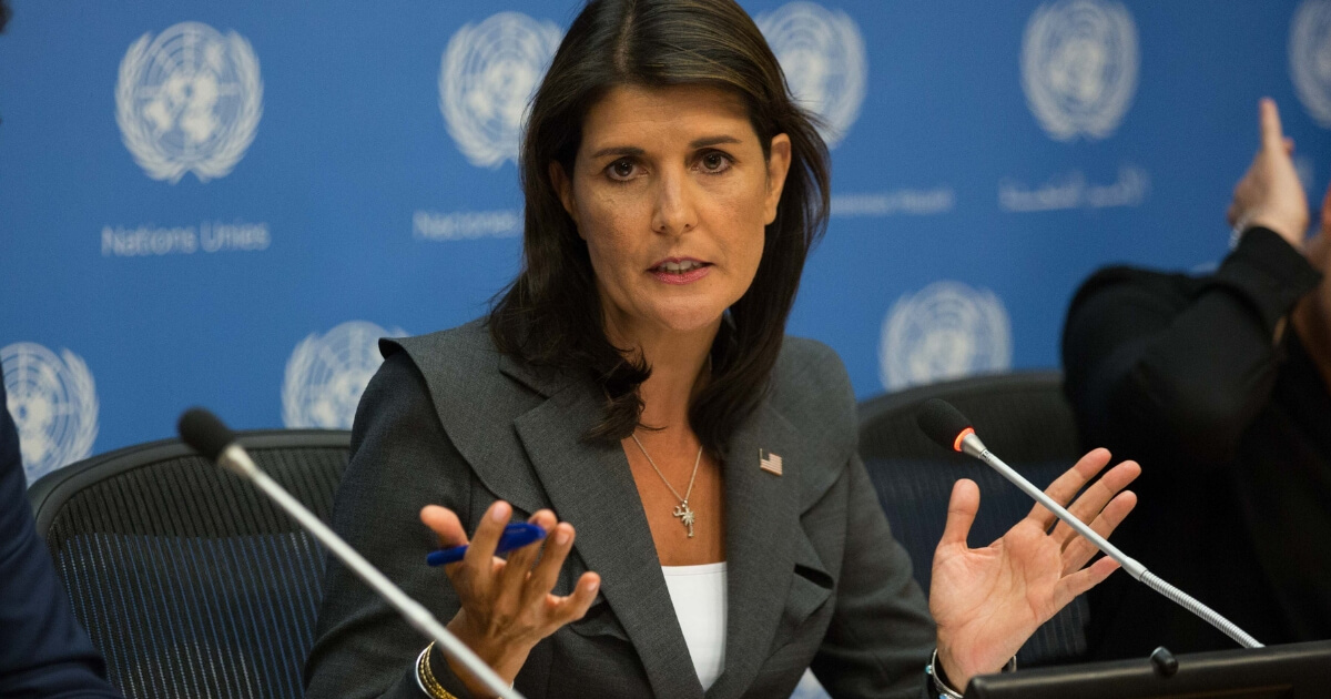 U.S. Ambassador Nikki Haley speaks during a news conference at the United Nations headquarters in New York City on Sept. 4.