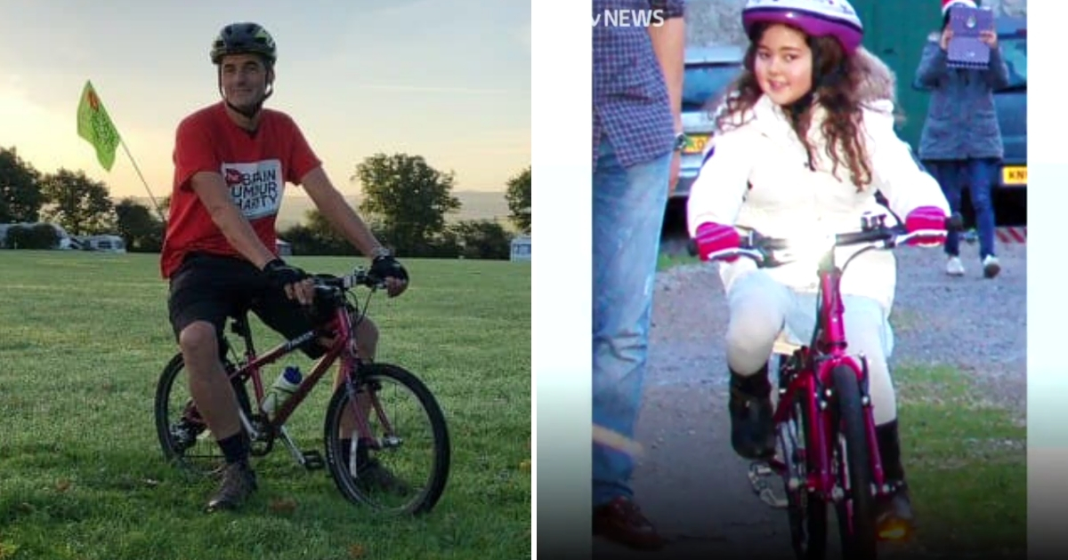 A man rides his daughter's bike in memory of her.