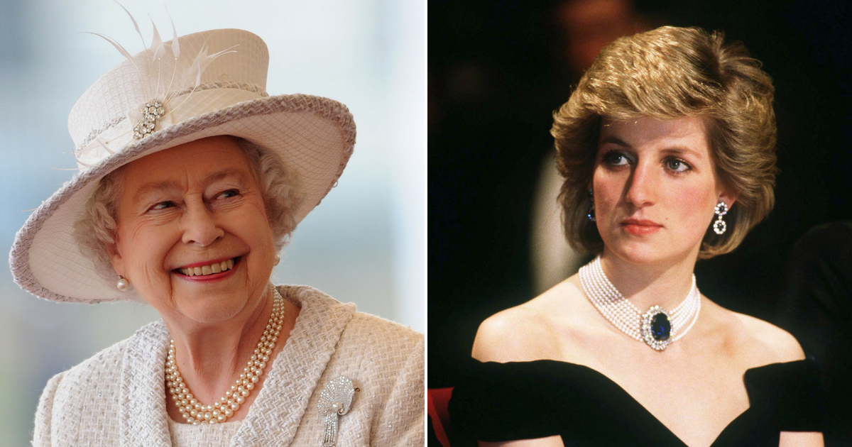 Queen Elizabeth II and Princess Diana.