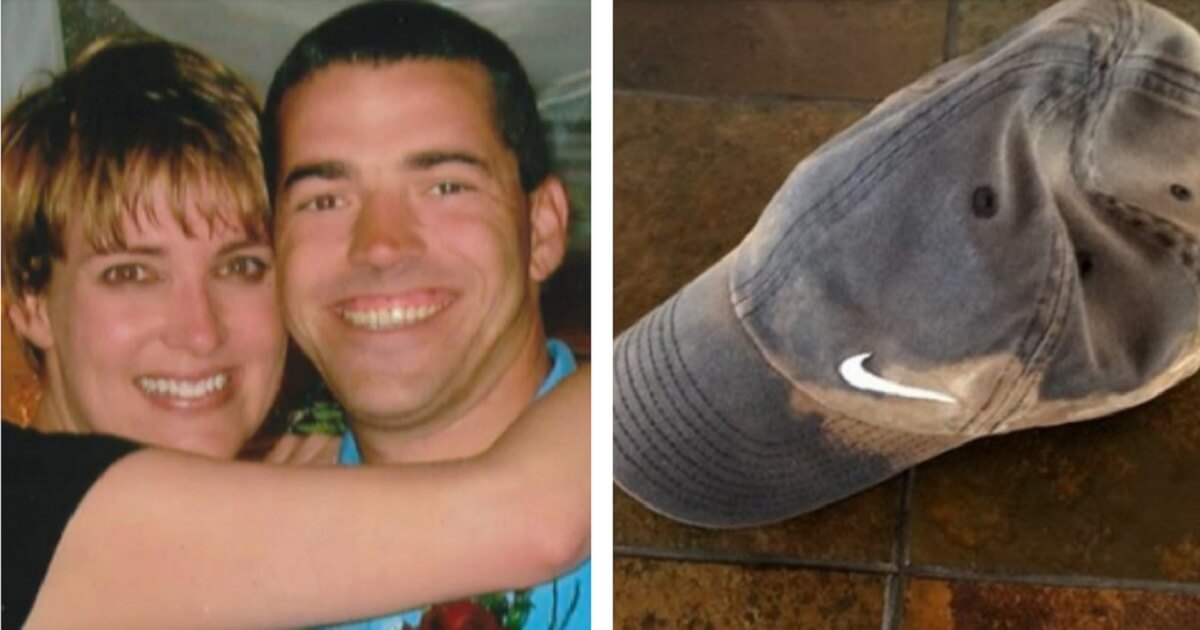 Sherry Potter-Graham and the late Deputy Timothy Graham, left, and Potter-Graham's Nike cap, right.