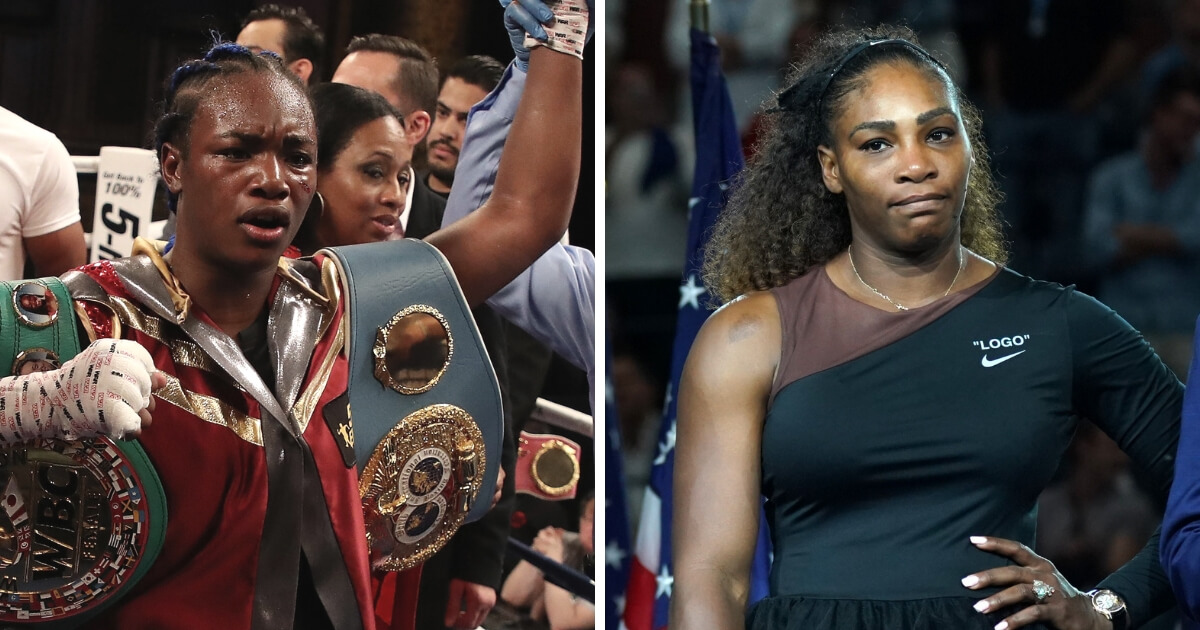 Boxing champion Claressa Shields, left, and tennis star Serena Williams, right.