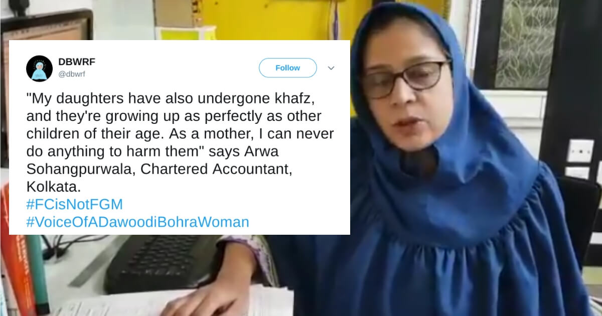 A Twitter post by the Dawoodi Bohra Women for Religious Freedom promotes so-called female circumcision, which opponents call female genital mutilation.