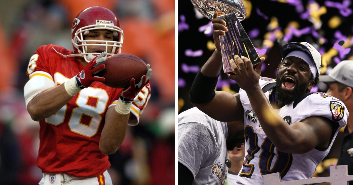 Kansas City Chiefs tight end Tony Gonzalez, left, and Baltimore Ravens safety Ed Reed, right.