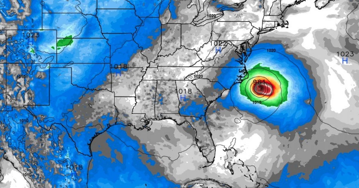 A computer model shows Tropical Storm Florence just off the U.S. East Coast by Sept. 13.