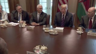 President Donald Trump and members of his cabinet during an August meeting at the White House.
