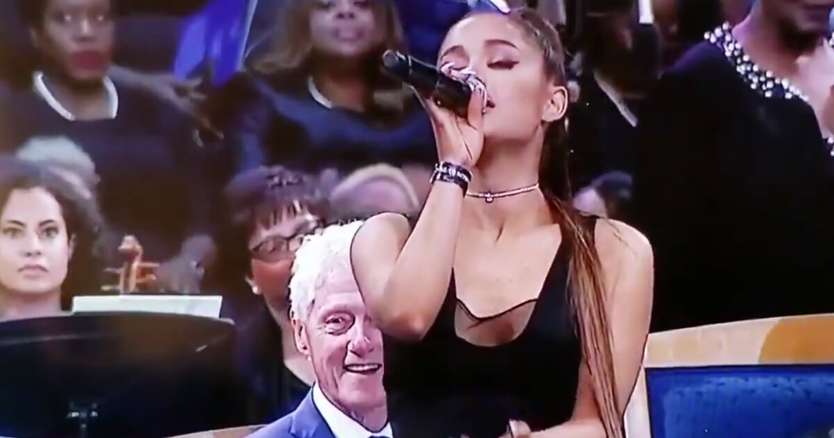 Bill Clinton watches Ariana Grande at Aretha Franklin funeral