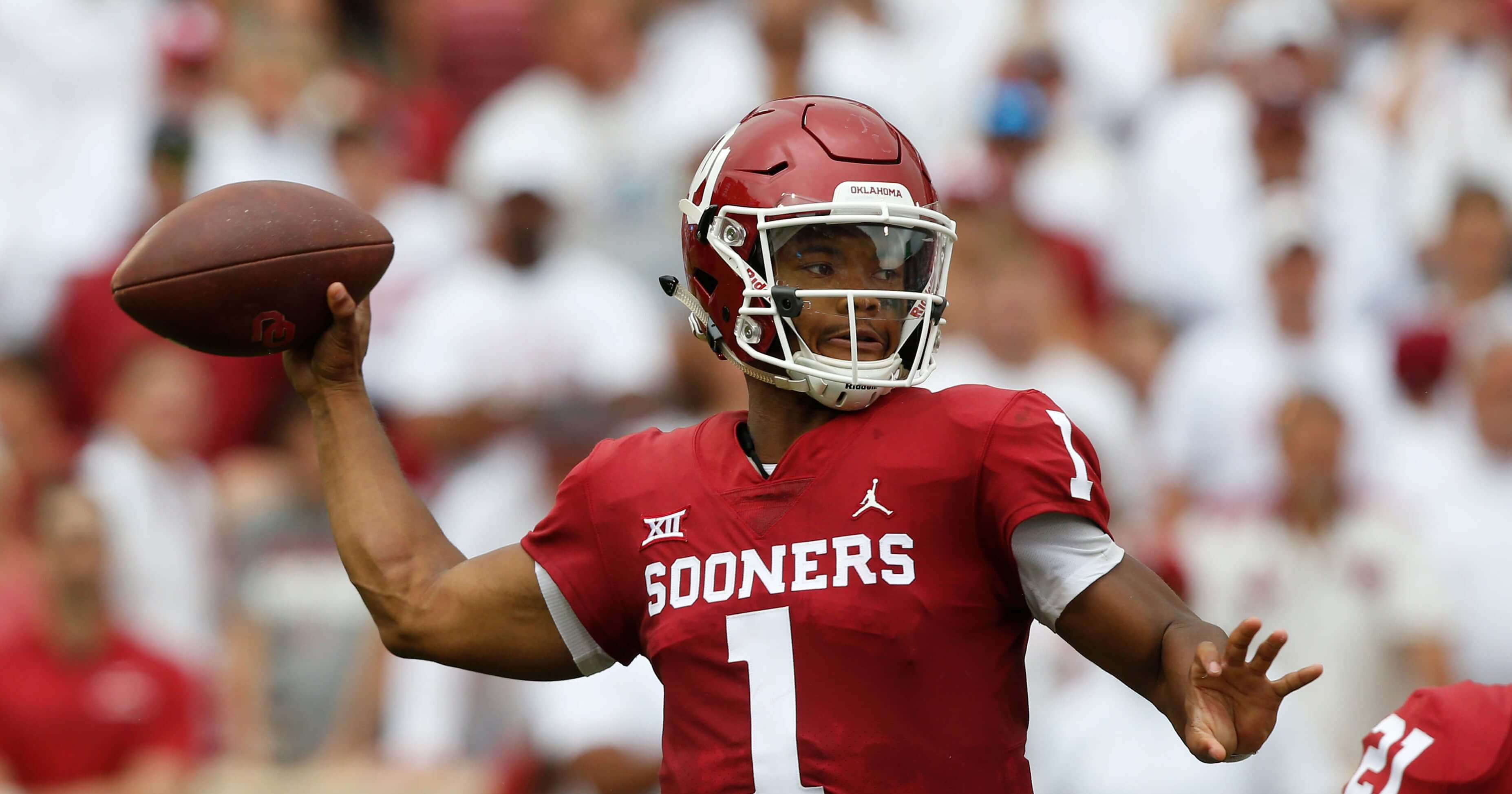 Oklahoma quarterback Kyler Murray throws a pass during the Sooners' game against UCLA in Norman on Saturday.