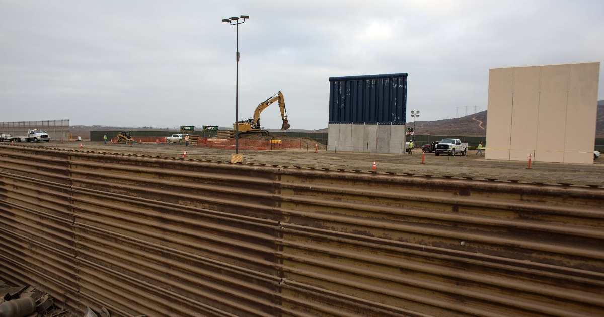 A prototype of US President Donald Trump's US-Mexico border wall being built near San Diego.