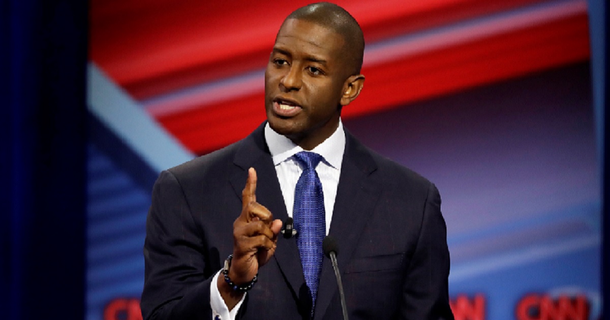 Tallahassee Mayor Andrew Gillum, the Democratic nominee for governor in Florida, speaks during Sunday's debate with Rep. Ron DeSantis, the GOP candidate.