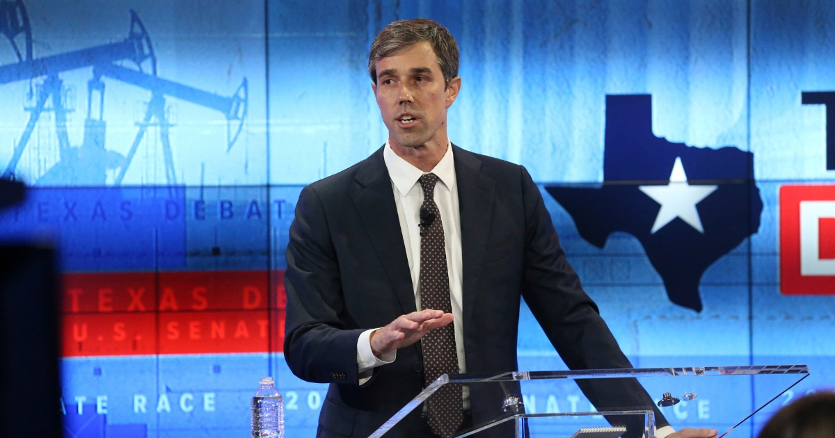 U.S. Rep. Beto O'Rourke debates U.S. Sen. Ted Cruz at the KENS 5 studios on October 16, 2018, in San Antonio, Texas.