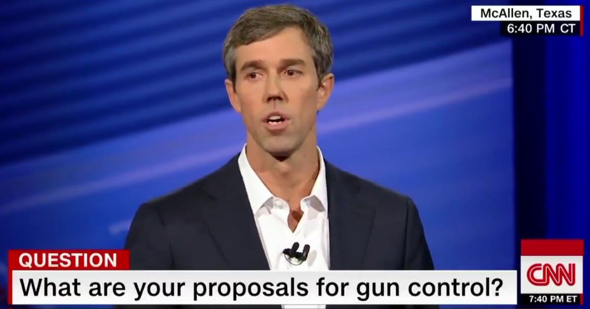 Democrat Beto O'Rourke, who is challenging Texas Sen. Ted Cruz, talks about gun control during a CNN town hall.