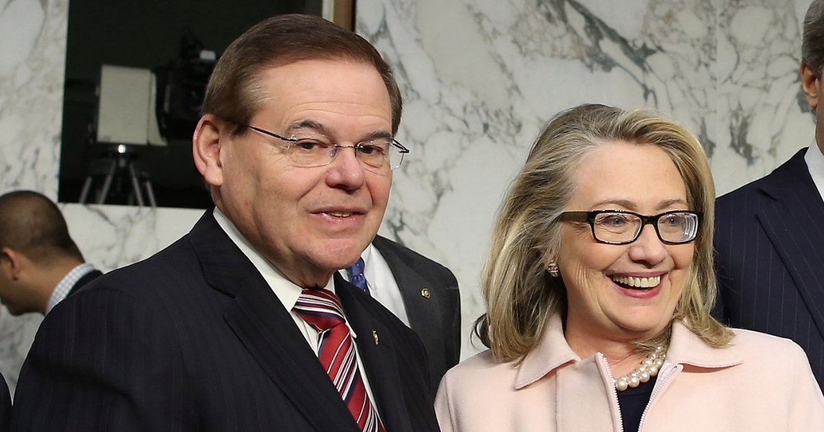 New Jersey Sen. Robert Menendez, left, and Hillary Clinton at the 2013 confirmation hearing for John Kerry as secretary of state.