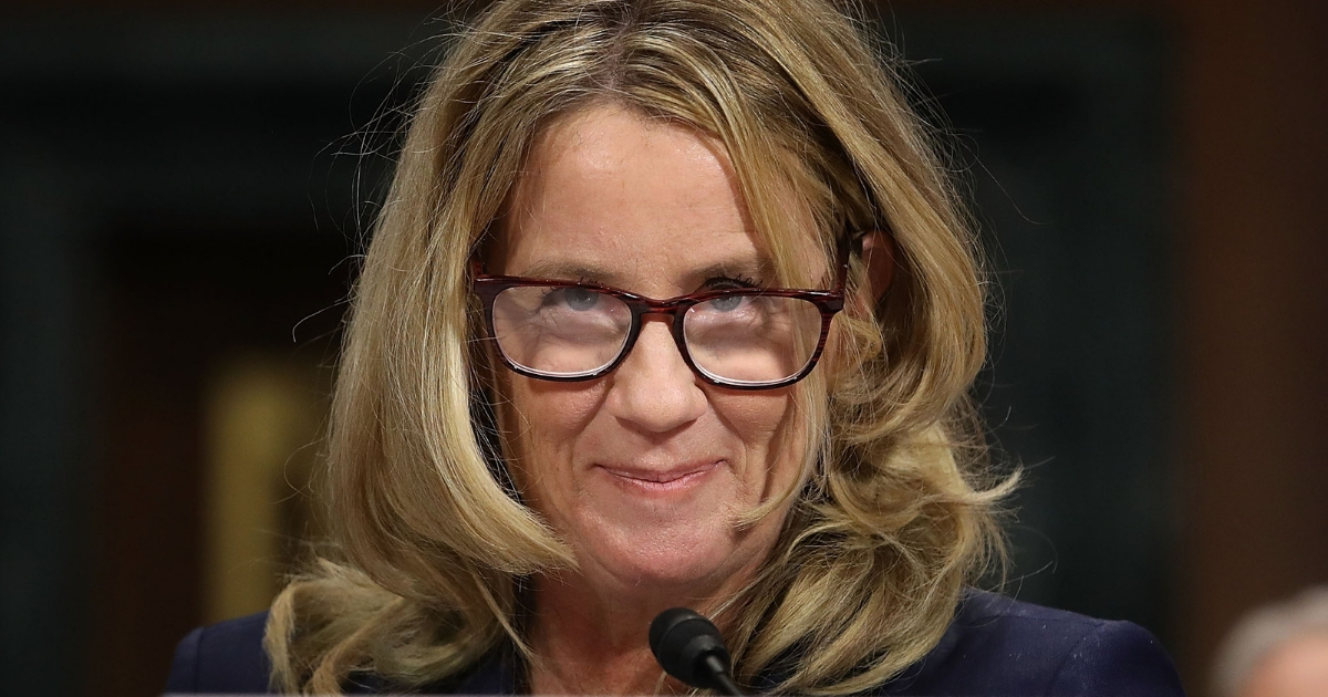 Christine Blasey Ford testifies Sept. 27 before the Senate Judiciary Committee on Capitol Hill.