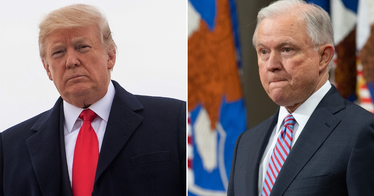 President Donald Trump, left, Jeff Sessions, right.