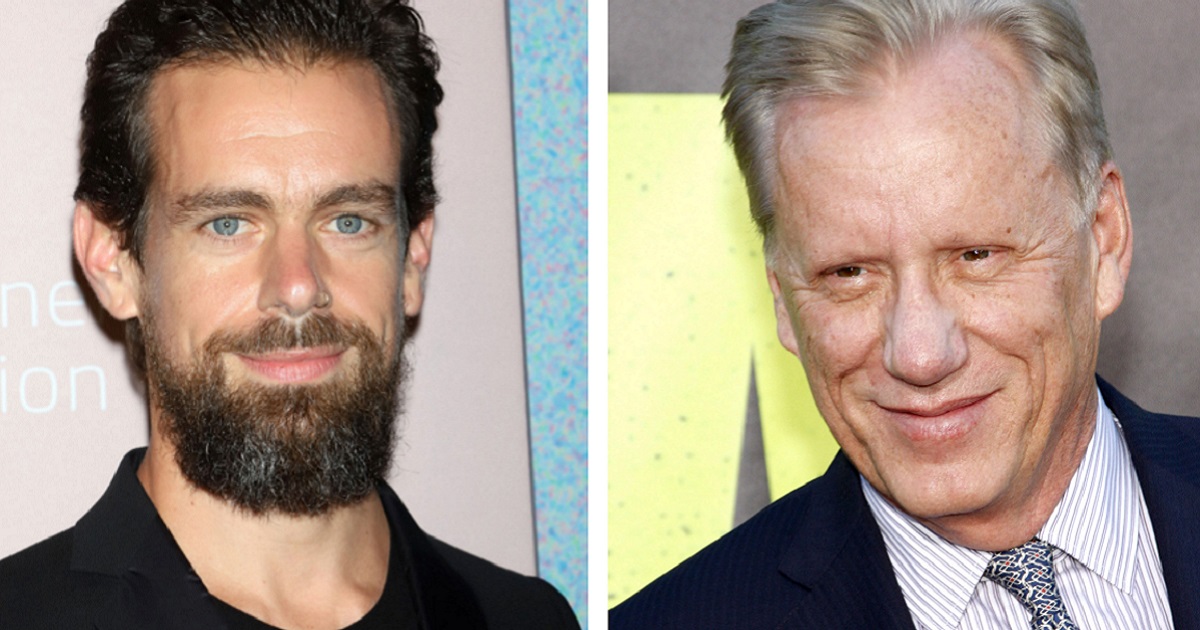 Jack Dorsey, left; and James Woods, right.
