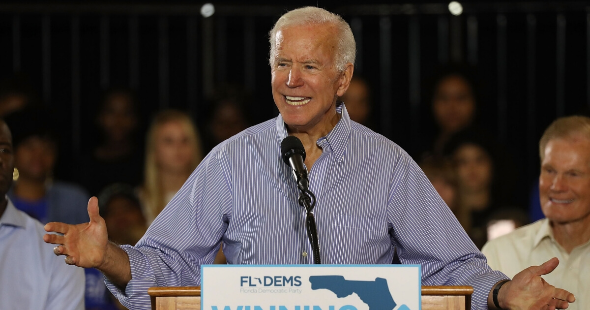 Former Vice President Joe Biden speaks during a campaign rally Monday at the University of South Florida in Tampa.