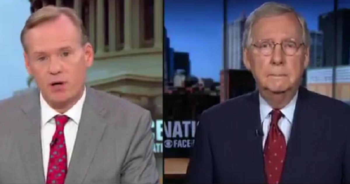 CBS News' John Dickerson, left, and Senate Majority Leader Mitch McConnell, right.