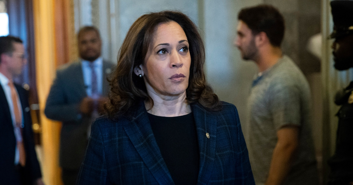 Sen. Kamala Harris exits the Senate floor