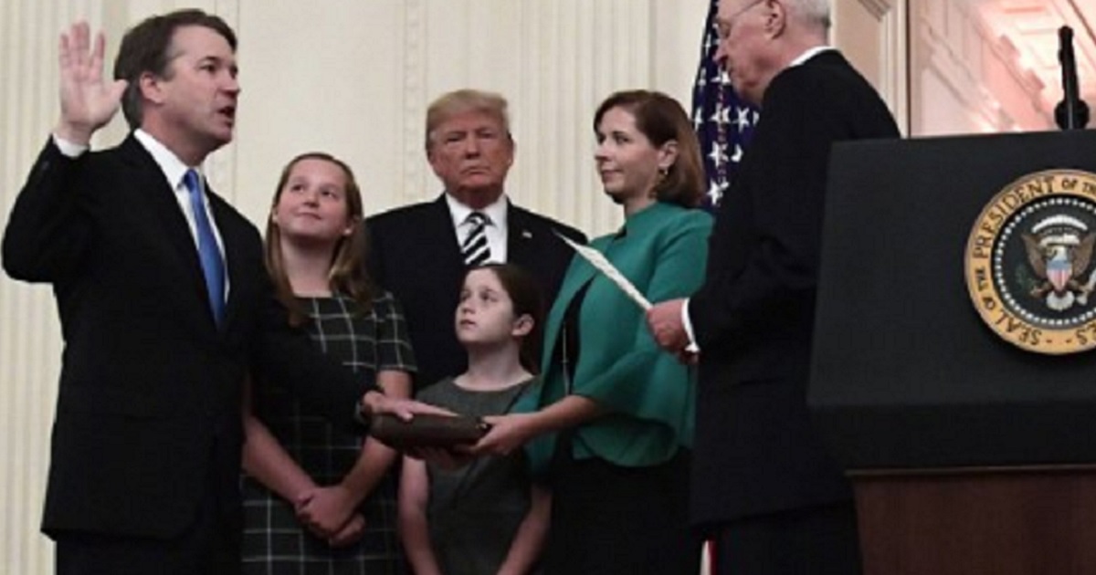 Supreme Court Justice Brett Kavanaugh is sworn in Monday in a ceremonial event at the White House.