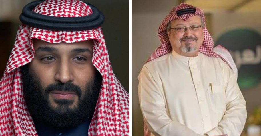Saudi Arabia's King Salman, left, and journalist Jamal Khashoggi, right.