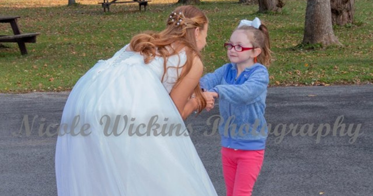 Bride and a little girl who thought she was Cinderella