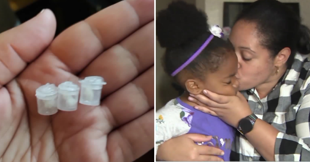 Little capsules of cocaine, left. A mother kisses her daughter, right.