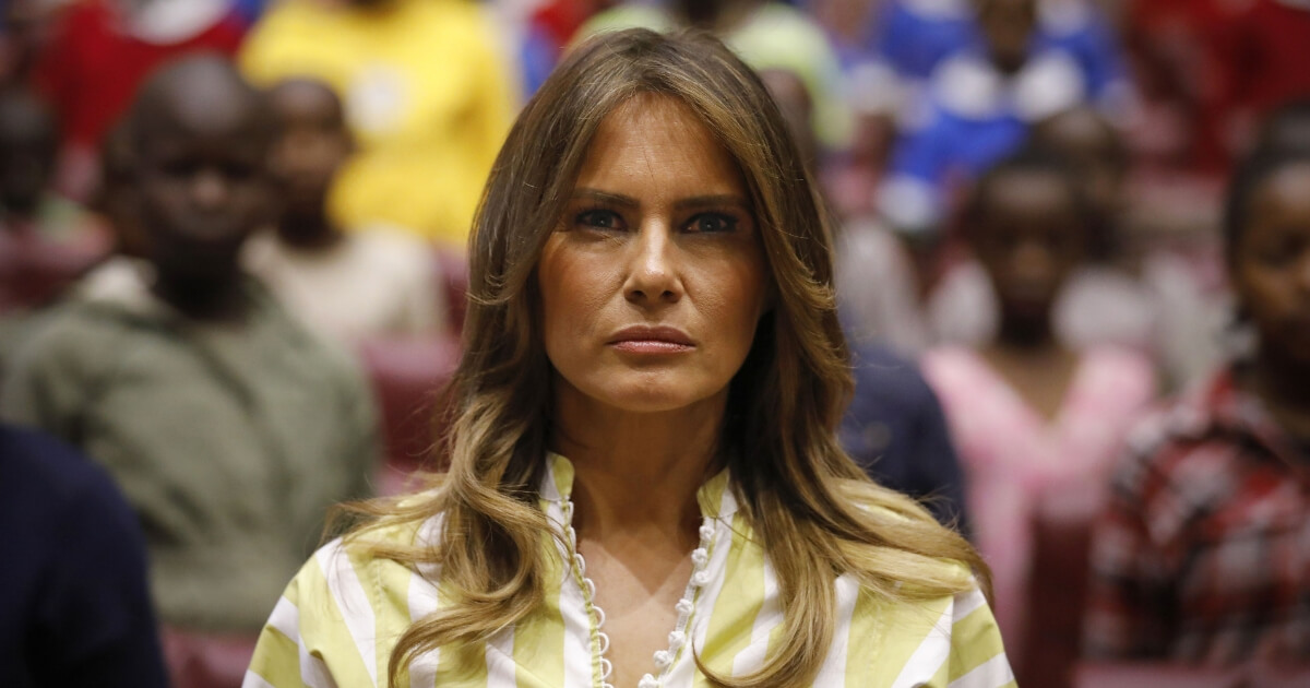 US First Lady Melania Trump listens as the Kenyan national anthem is played