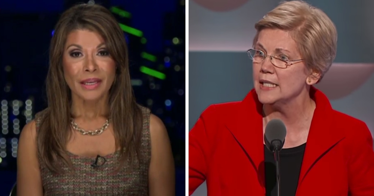 Debbie White Dove Porreco, left, a descendant of the famed 17th-century Powhatan princess Pocahontas, spoke out against Sen. Elizabeth Warren, right, and her DNA test results Tuesday on Fox News' "Tucker Carlson Tonight."