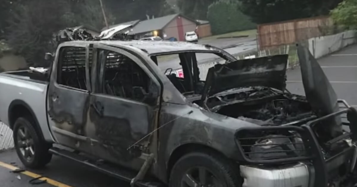 Pro Trump Car Blown Up