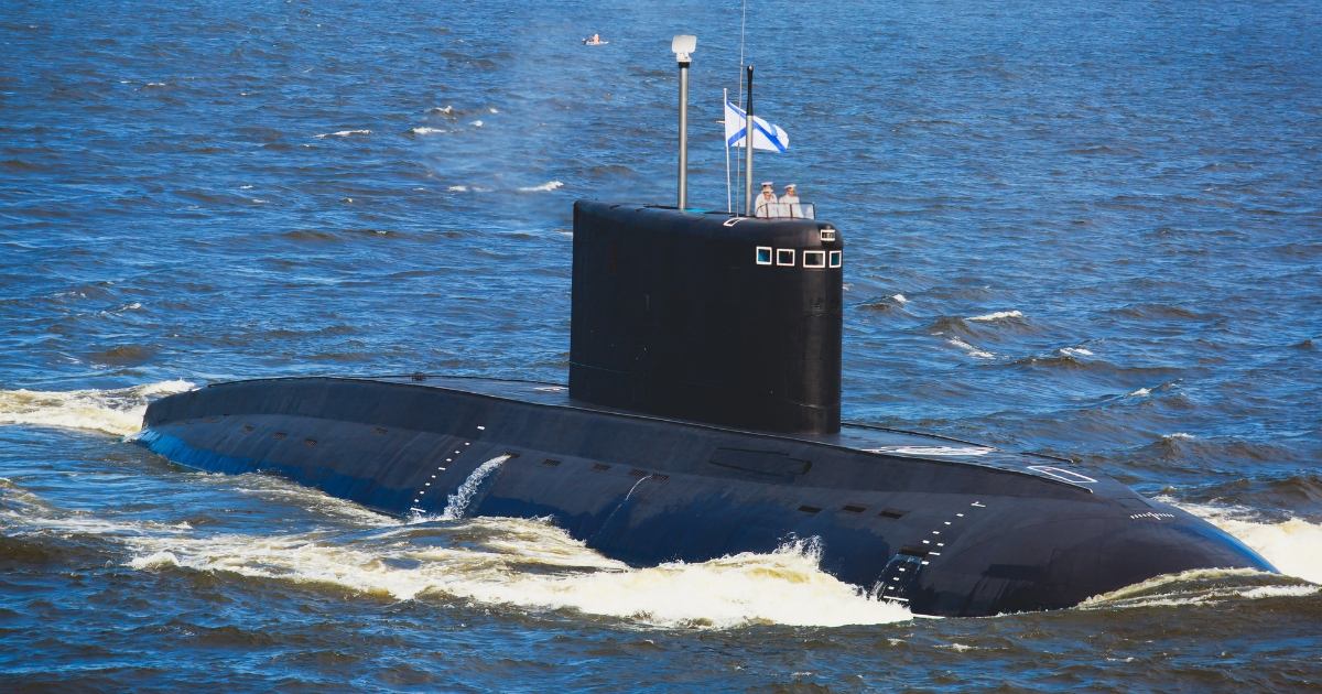 A Russian submarine operates in the Baltic Sea.