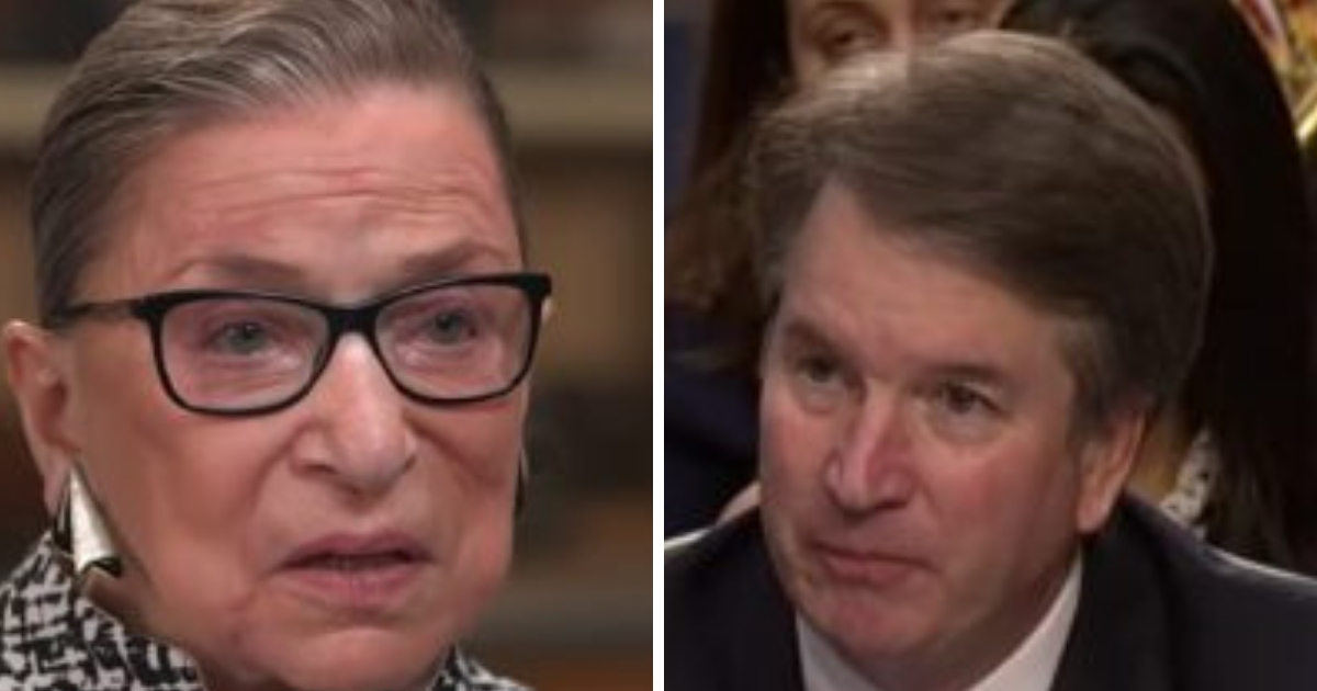 Supreme Court Justices Ruth Bader Ginsburg, left, and Brett Kavanaugh