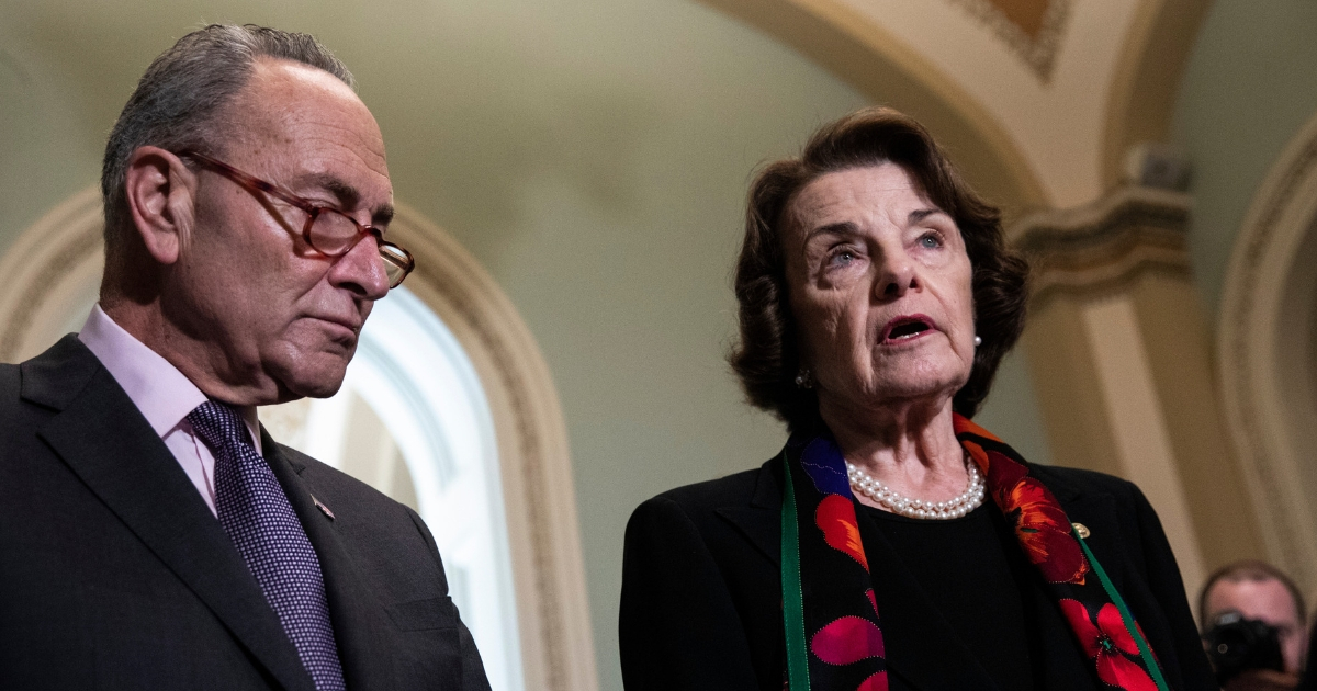 Senate Minority Leader Chuck Schumer, D-N.Y., and Senate Judiciary Committee ranking member Dianne Feinstein, D-Calif., hold a news conference Thursday to discuss the FBI report on Supreme Court nominee Brett Kavanaugh.