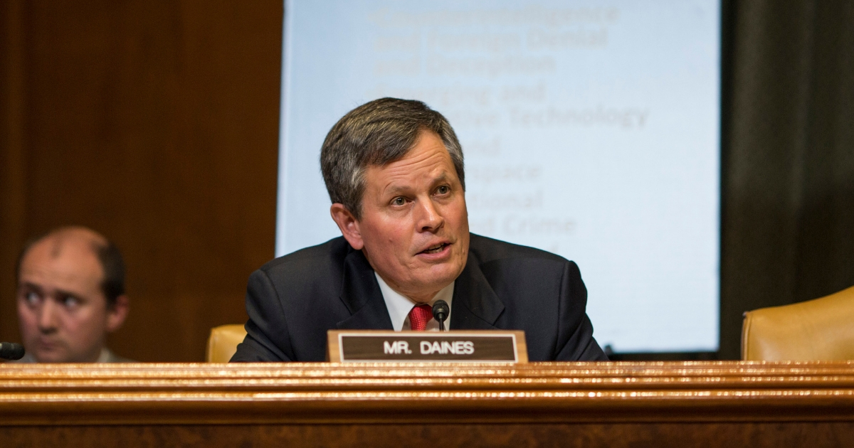 Sen. Steve Daines (R-MT) speaks during a Senate Appropriations Subcommittee on Sate, Foreign Operations, and Related Programs hearing.