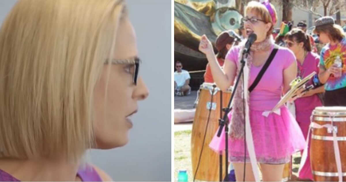 Democratiz Arizona Senate candidate Kyrsten Sinema might be older now when she met with the Arizona Republic editorial board, left, but she hasn't disavowed anti-war statements she made back in 2003, right.