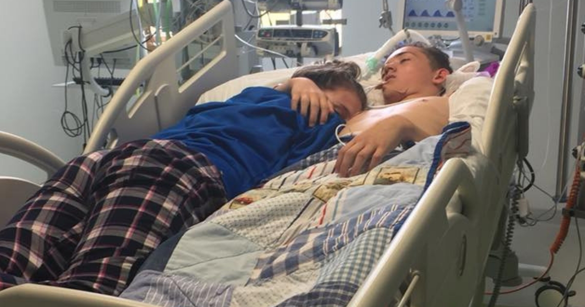 A young girl says goodbye to her boyfriend on life support.
