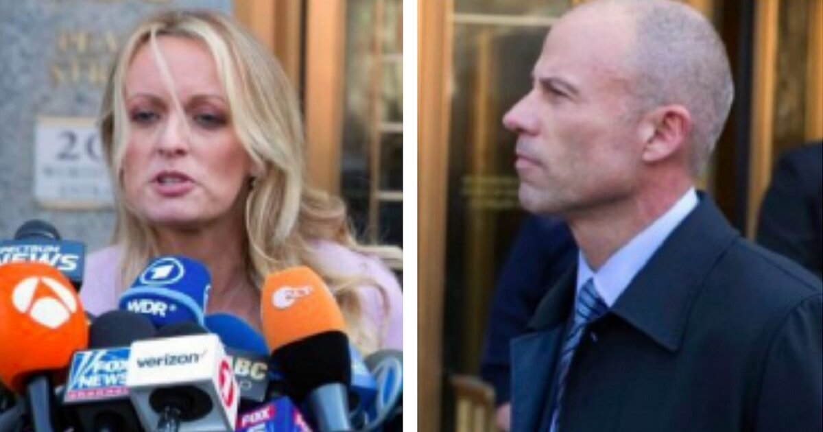 Stormey Daniels at an unrelated news conference with attorney Michael Avenatti