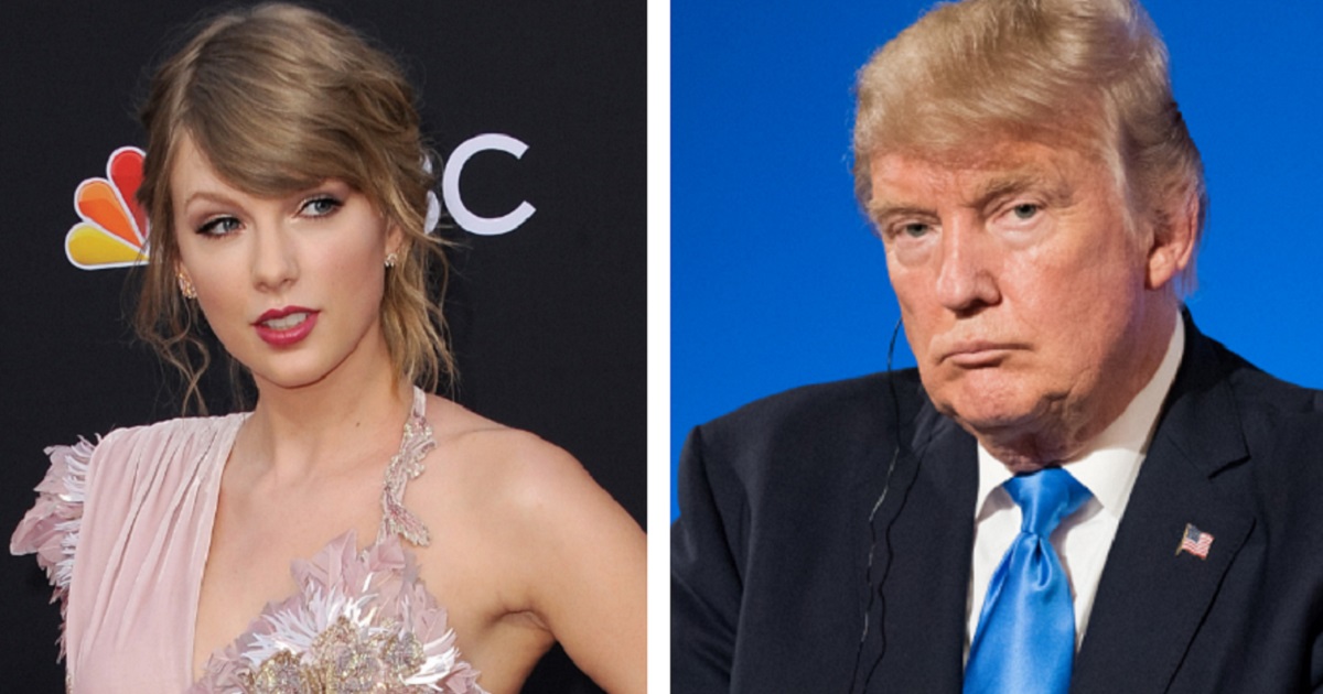 Pop star Taylor Swift, left, and President Donald Trump