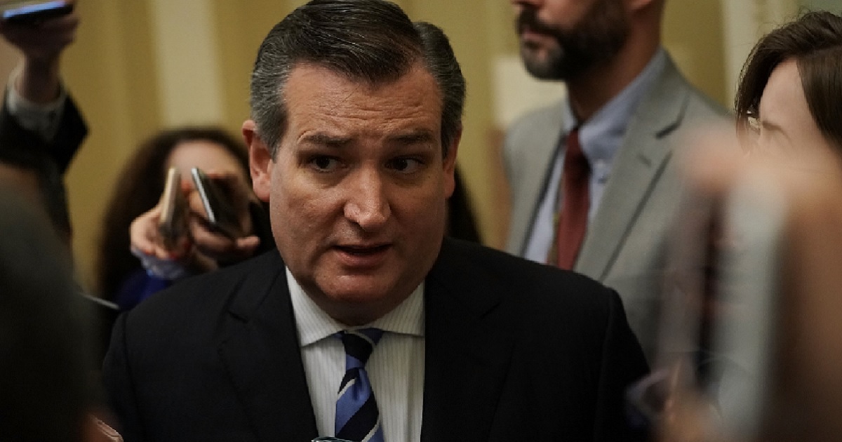 Texas Sen. Ted Cruz is pictured being questioned by reporters Friday after a meeting with Senate Majority Leader Mitch McConnell in Washington.